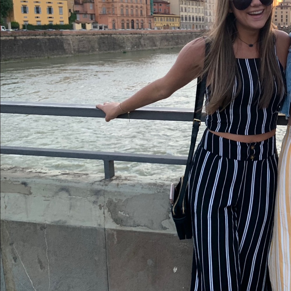 Abercrombie & Fitch Striped Navy Two Piece Set
